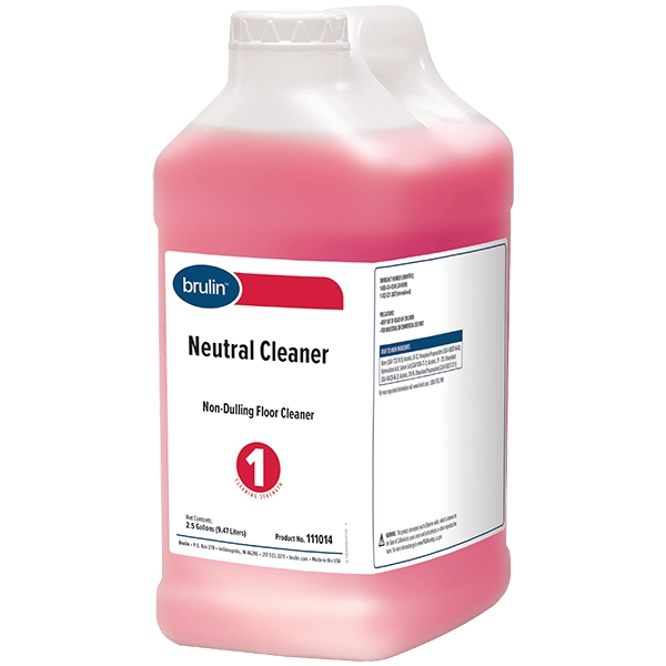 A 2.5 Gallon container of Brulin's Neutral Cleaner.