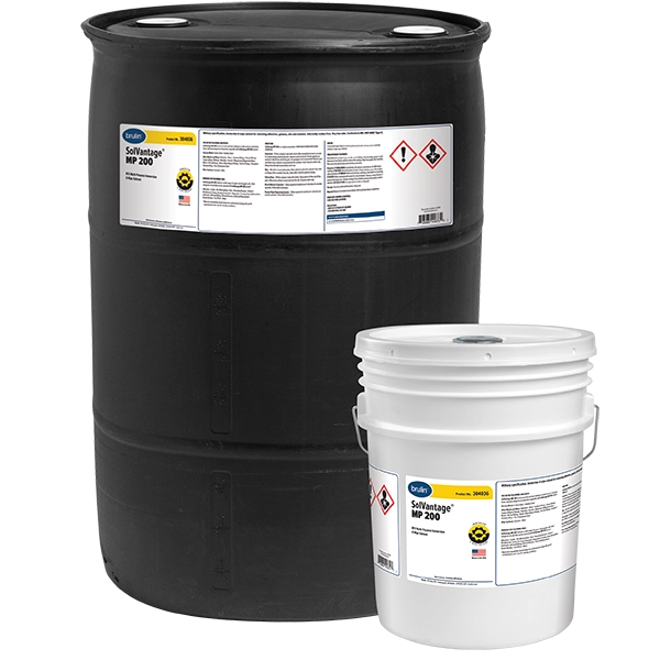 Brulin SolVantage MP 200 vapor degreasing solvent in 55 Gallon and 5 Gallon Containers