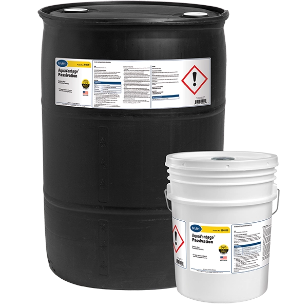 Brulin AquaVantage Passivation chemistry in 55 Gallon and 5 Gallon Containers
