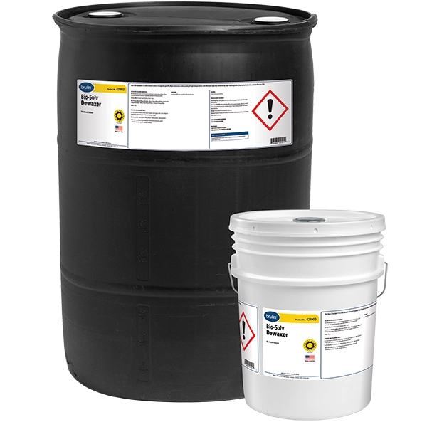 Brulin Bio-Solv Dewaxer solvent chemistry in 55 Gallon and 5 Gallon Containers