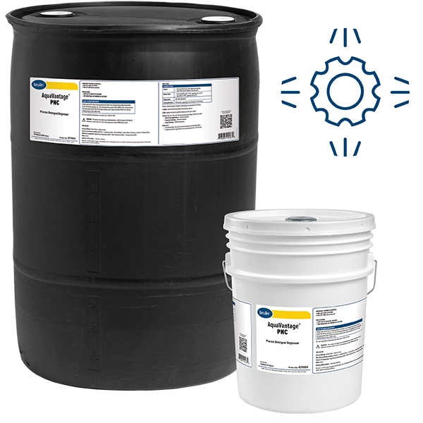 Brulin AquaVantage PNC spray wash detergent in 55 Gallon and 5 Gallon Containers