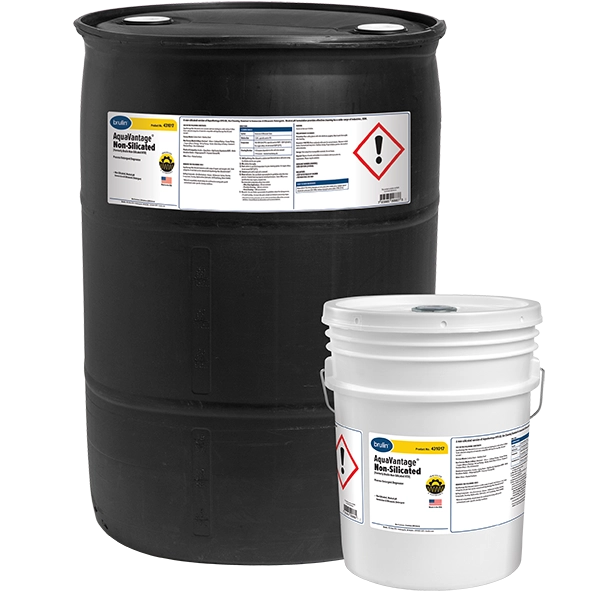 Brulin AquaVantage Non-Silicated ultrasonic cleaning detergent in 55 Gallon and 5 Gallon Containers
