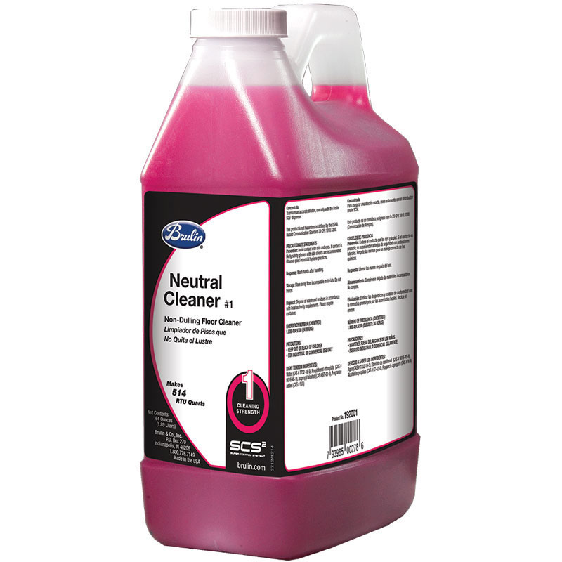 Brulin 64oz Neutral Cleaner #1  Pink Non-Dulling Floor Cleaner