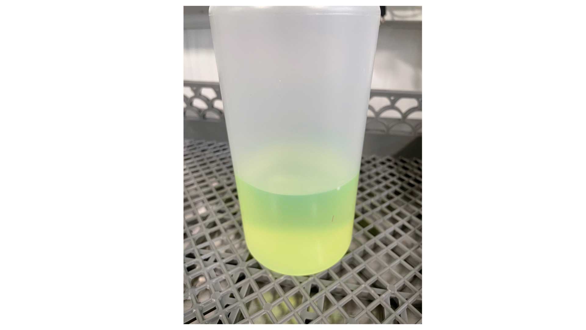Dye penetrant dissolved in the solvent.